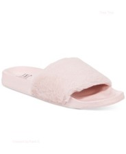 NEW INC International Concepts Pink Faux Fur Pool Slides Slippers XL 11/12