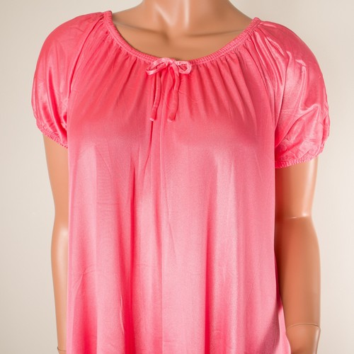 💖 Vintage Women's Nightgown Nylon Full Sweep Negligee Pink Flamingo LARGE - Picture 6 of 9