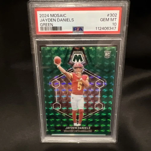 2024 Panini Mosaic - Rookies Jayden Daniels #302 Green Mosaic Prizm (RC) PSA 10