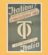 Images of War Postcard ~ Italian WW2 Organisation Todt Recruitment Poster Repro
