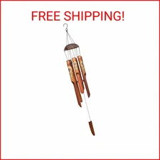 Afirst Bamboo Wind Chimes, Outdoor Wooden Windchimes with Coconut Crown,Sunflowe