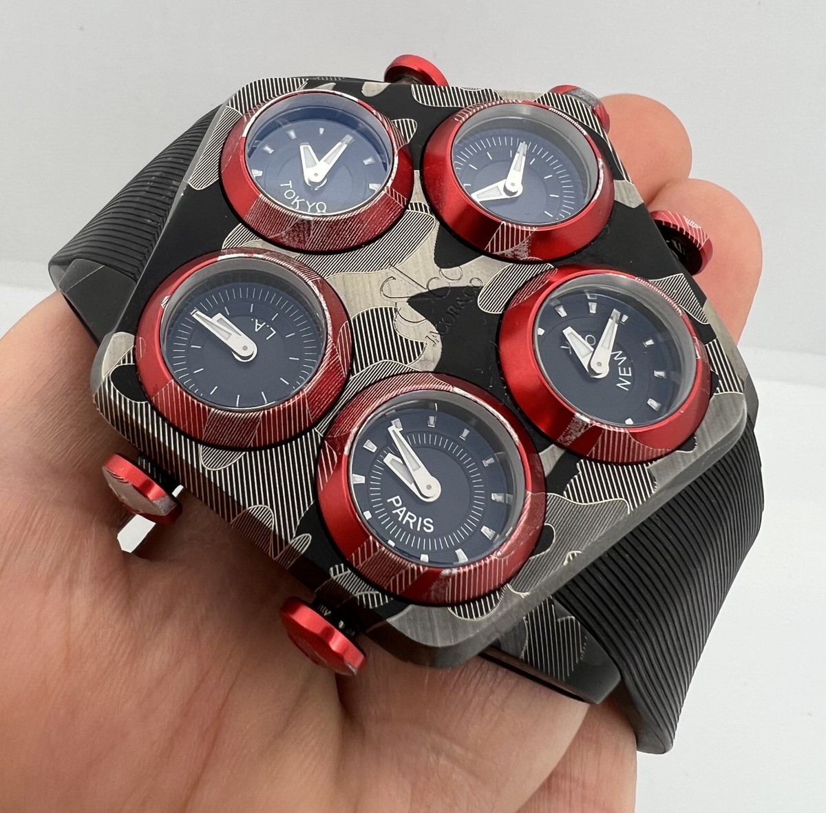 JACOB & CO JUMBO GLOBAL FIVE TIME ZONE QUARTZ 47 mm MEN'S WATCH | eBay
