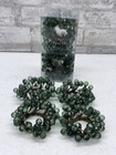 8 Napkin Rings Forrest Green Beads Acrylic Faceted Wired Christmas Holiday Decor