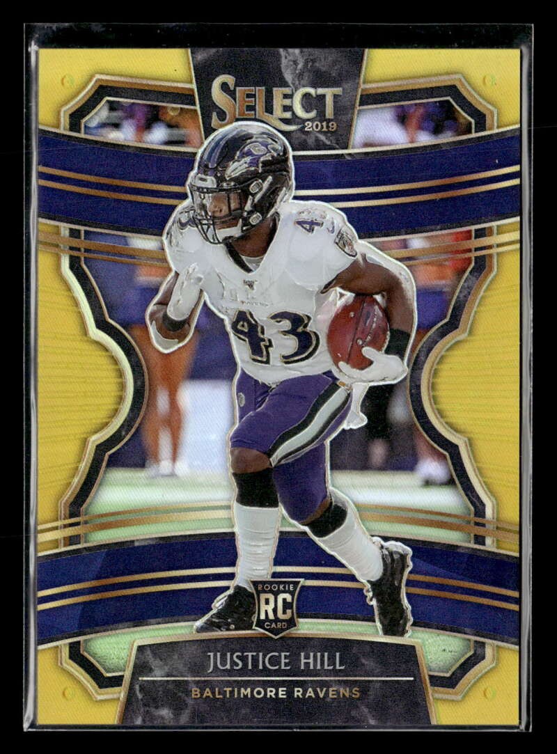 2019 Panini Select Justice Hill Gold Prizm /10 #28 Rookie Ravens FX4413