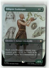 Diligent Zookeeper (Borderless) R 327 Foil MTG TLA Magic