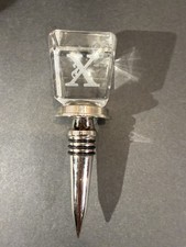 Heavy Glass Crystal Decanter Bottle Stopper&rdquo;X&rdquo; initial Square GlassBar Ware