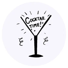 24 x 'Cocktail Time' Stickers (SK00012388)