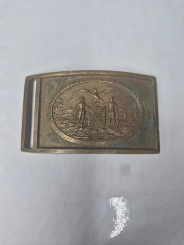 Title:Antique Maryland State Seal Brass Belt Plate Crescite Et...