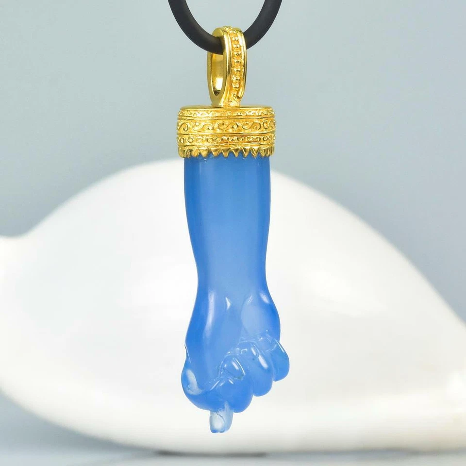 Mano Fico Figa Anhänger Gold Vermeil Sterling Silbrig Chalzedon Rubin 8.19 & G - Bild 2 von 4