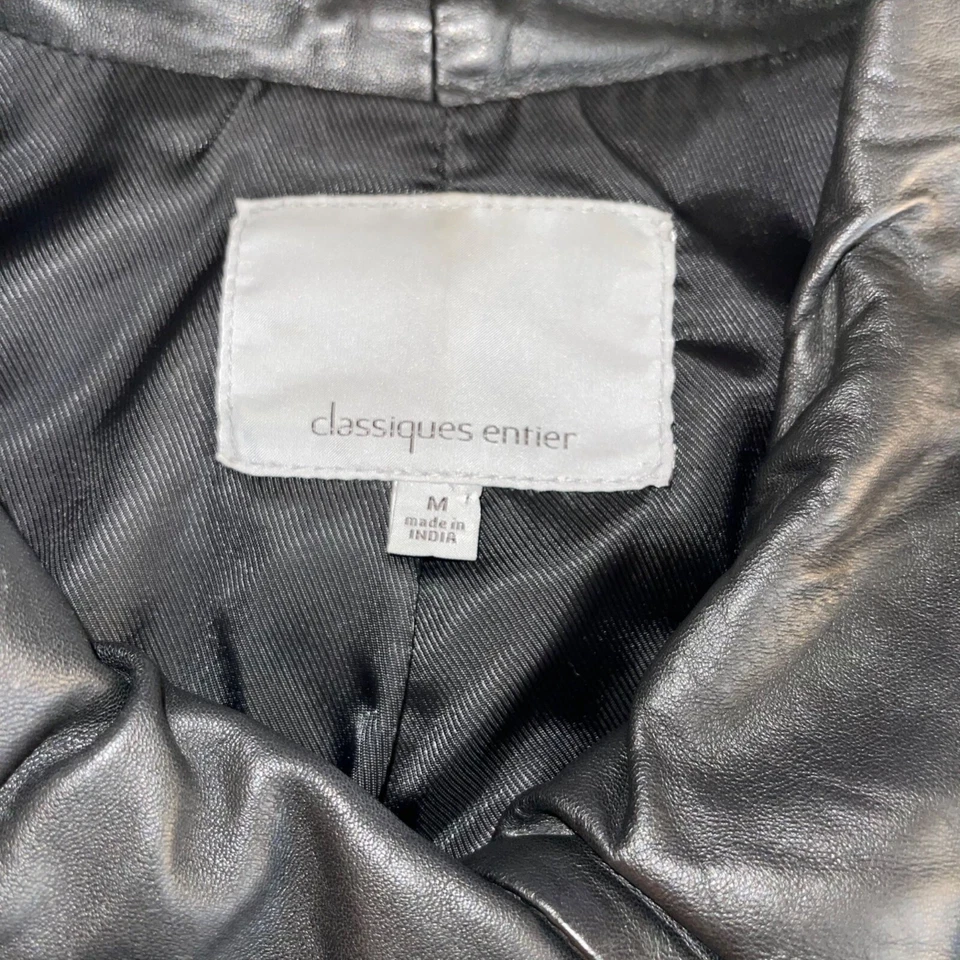 Chaqueta de moto de cuero Classiques Entier para mujer talla mediana negra cremallera a presión retro Foto 4 de 4