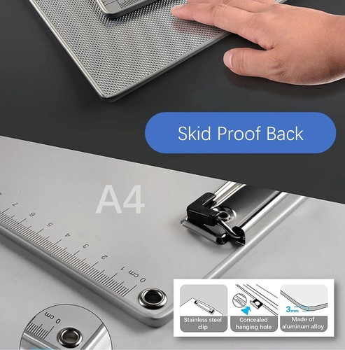 Metal Clipboard Aluminum Document Holder Stainless Steel Hangable Low Profile... - Picture 4 of 12