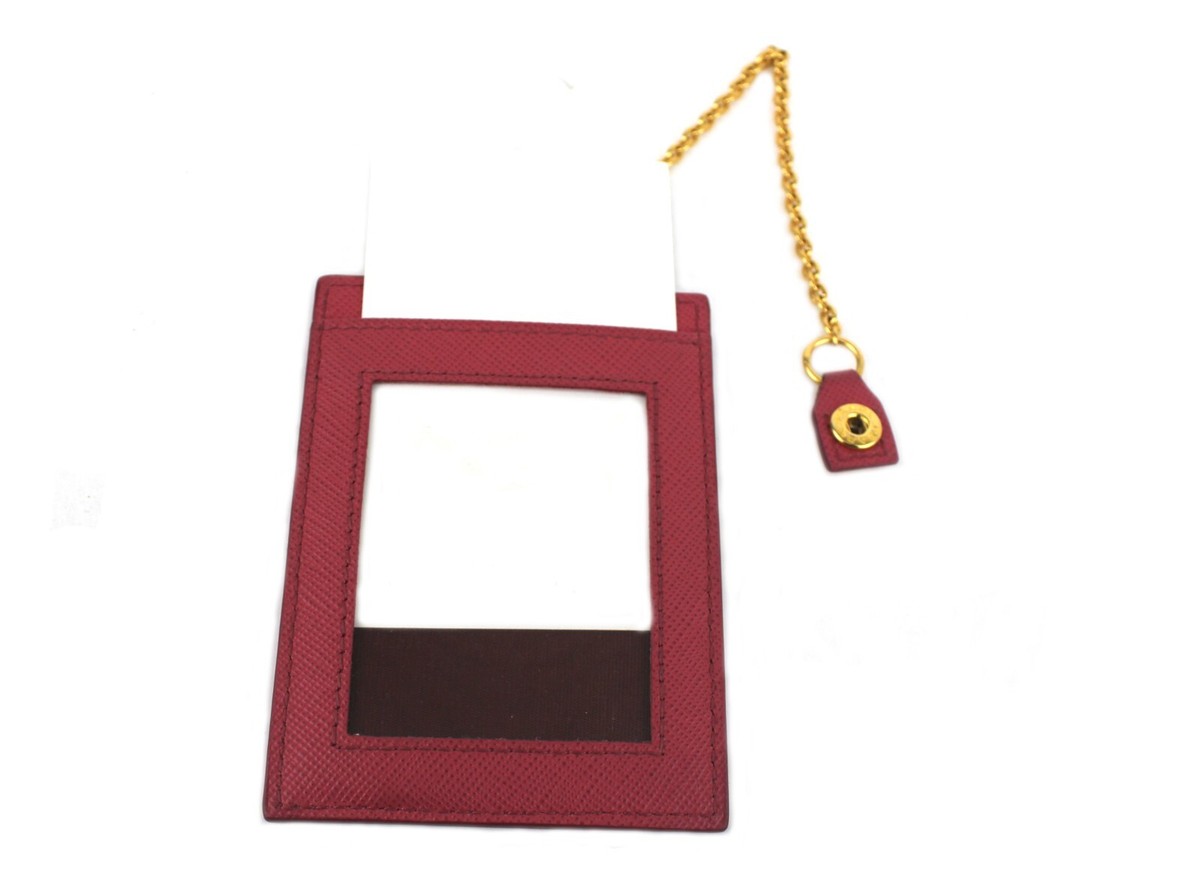 PRADA Saffiano Pink Leather Card Case Pass Case Bag Charm