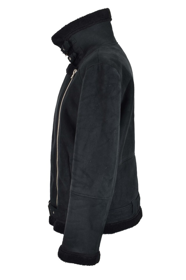 Black Faux Suede Padded Jacket size 38 Womens Full Zip Outdoors