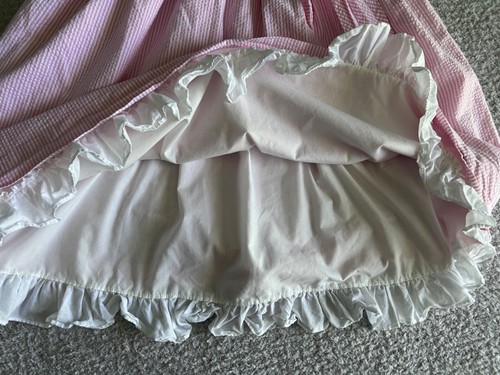 Ralph Lauren Dress Girls Sz 6 Pink Stripe Seersucker Preppy Lined Sleeveless - Picture 8 of 13