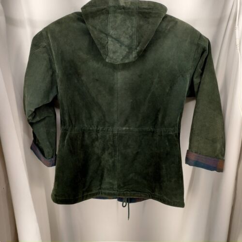 Cappotto vintage in pelle Wilson's rilegato a quadretti foderato verde in pelle taglia M - Foto 2 di 13