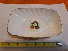 Vintage Adderley Candy Dish Bowl Bone China Gold Trim Trinket Strawberry Ripe