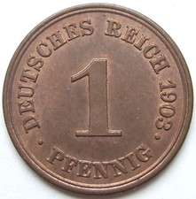 M&uuml;nze Deutsches Reich Kaiserreich 1 Pfennig 1903 E in fast Stempelglanz