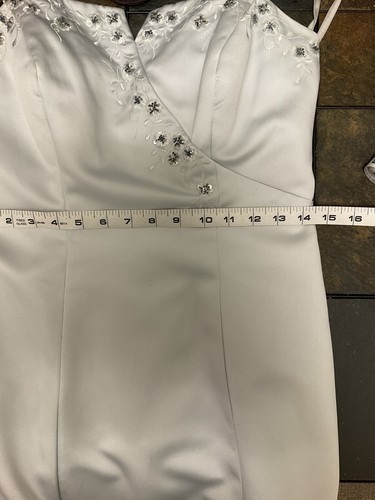 Mori Lee Formal Gown Sz 9/10 Satin Beaded Spaghetti Strap With Wrap - Picture 8 of 9