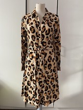 Fabienne Chapot Dorien Leopard Print Dress Size UK 6  Long Sleeve Collar