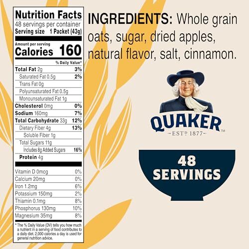 Quaker Instant Haferflocken Äpfel und Zimt Einzelpackungen 48 Stück - Bild 6 von 6