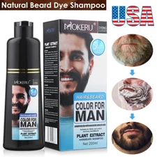 200ml Permanent Men Beard Hair Color Dye Tint Moustache Black Darkening Shampoo
