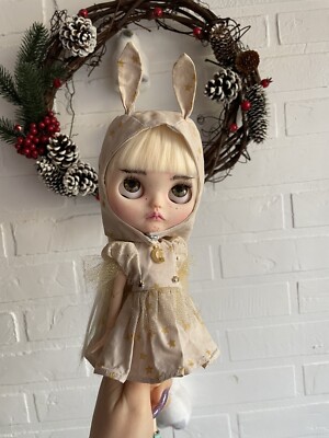 Blythe dress and Hat ,Blythe doll Clothes, Vintage  dress, outfit blythe