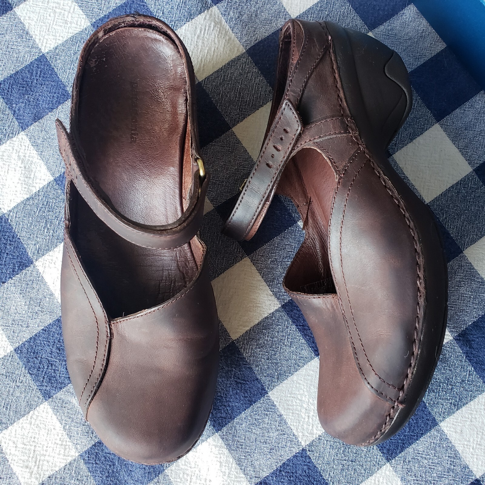 Patagonia Clogs Womens 7/38 Brown Oiled Leather Curve Cattail Slip On Shoe #1348-image