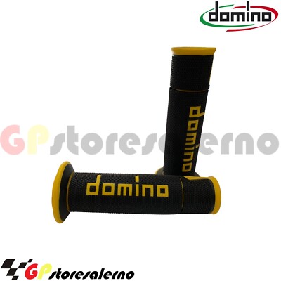 A45041C4740B7-0 PAIR DOMINO RACING KNOBS BLACK-YELLOW BENASSI