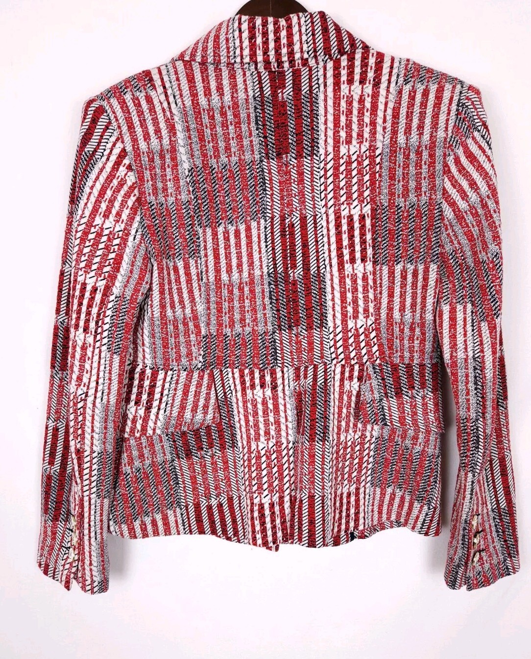 Cabi Patchwork Button-Up Blazer Jacket #6028 Red … - image 5