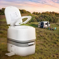 6.34 Gallon RV Portable Toilet 24L Travel Camping w/ Paper & Detergent Holder