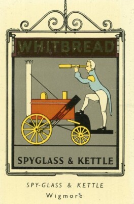 WHITBREAD INN SIGNS 2ND SERIES METAL #10 Spy Glass round edges cut off by scan