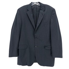 BURBERRY London Bond Street Blazer Suit Jacket Pinstripe Charcoal Gray 42 LONG