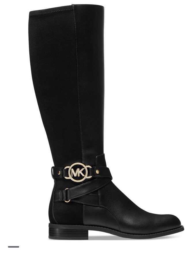 Michael Kors Rory Knee High Riding Boots MK Logo Embossed