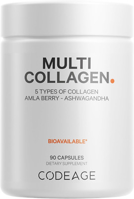 Multi Collagen Peptides Protein Capsules, 5 Collagen Types, Grass-Fed & Hydro...