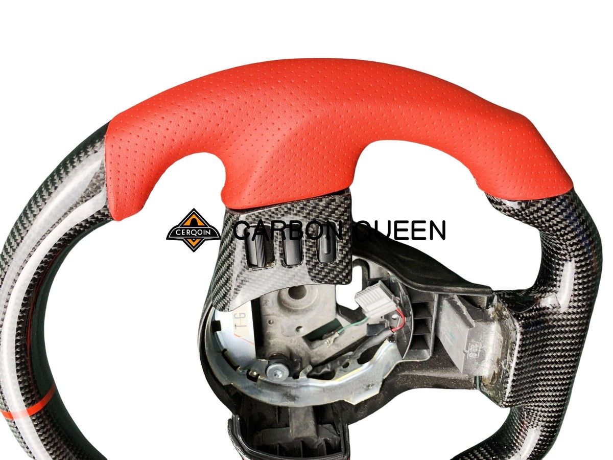 REAL CARBON FIBER Steering Wheel FOR NISSAN 350Z RED LEATHER /RING