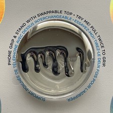 PREMIUM Popsockets Popgrip: Phone Grip Stand / Pop Socket - CHROME DRIP SILVER