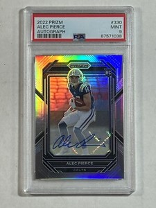 Alec Pierce 2022 Panini Prizm #330 Autograph PSA Graded Mint 9