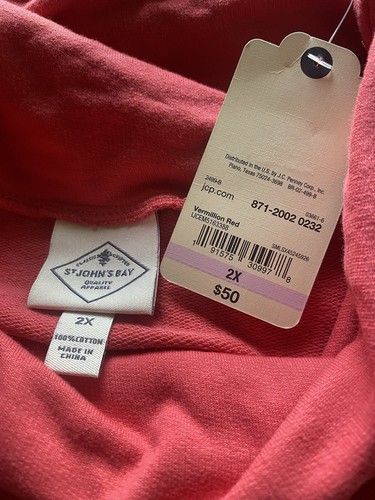 FELPA GIROCOLLO LEGGERA NUOVA CON ETICHETTE ST JOHN'S BAY DONNA TAGLIE FORTI 2X MSRP $50 - Foto 3 di 3