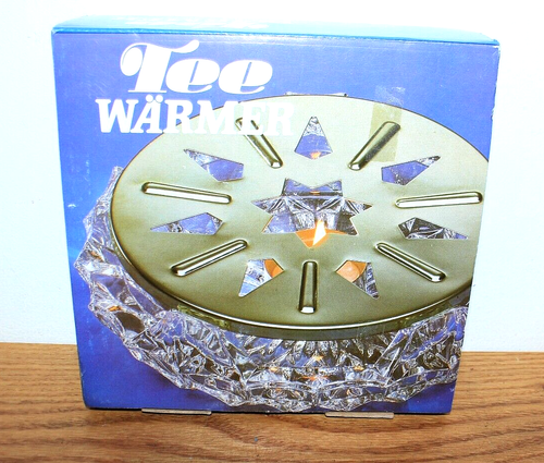 Vintage NIB "Tee Warmer" German Crystal Teapot Warmer w/Stainless Steel Cover