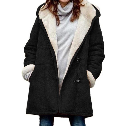 S-5XL Oversize Women Winter Warm Long Hooded Jacket Thicken Fleece Coat Overcoat - Picture 7 of 19