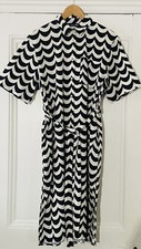 Uniqlo X Marimekko Womens Black & White Short-Sleeve Linen Blend Dress XS UK 6-8