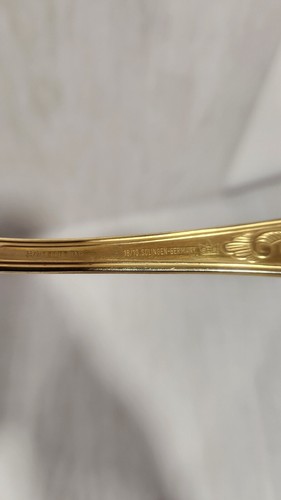 2 Solingen 23/24 K Gold Plated Flatware Serving Spoons 18/10 Stainless Germany - Picture 5 of 5