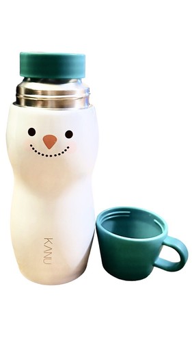 KANU Snowman Insulated Water Bottle Tumbler 14.5oz. Lid Cup White/Green Hot/Cold - Picture 2 of 7