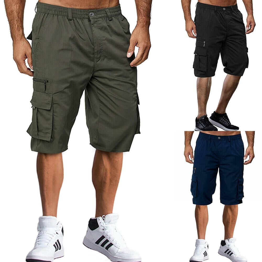 Short Cargo Homme Élastique - Multi-Poches, Coton, Boardshort Pour Travail Et Sport