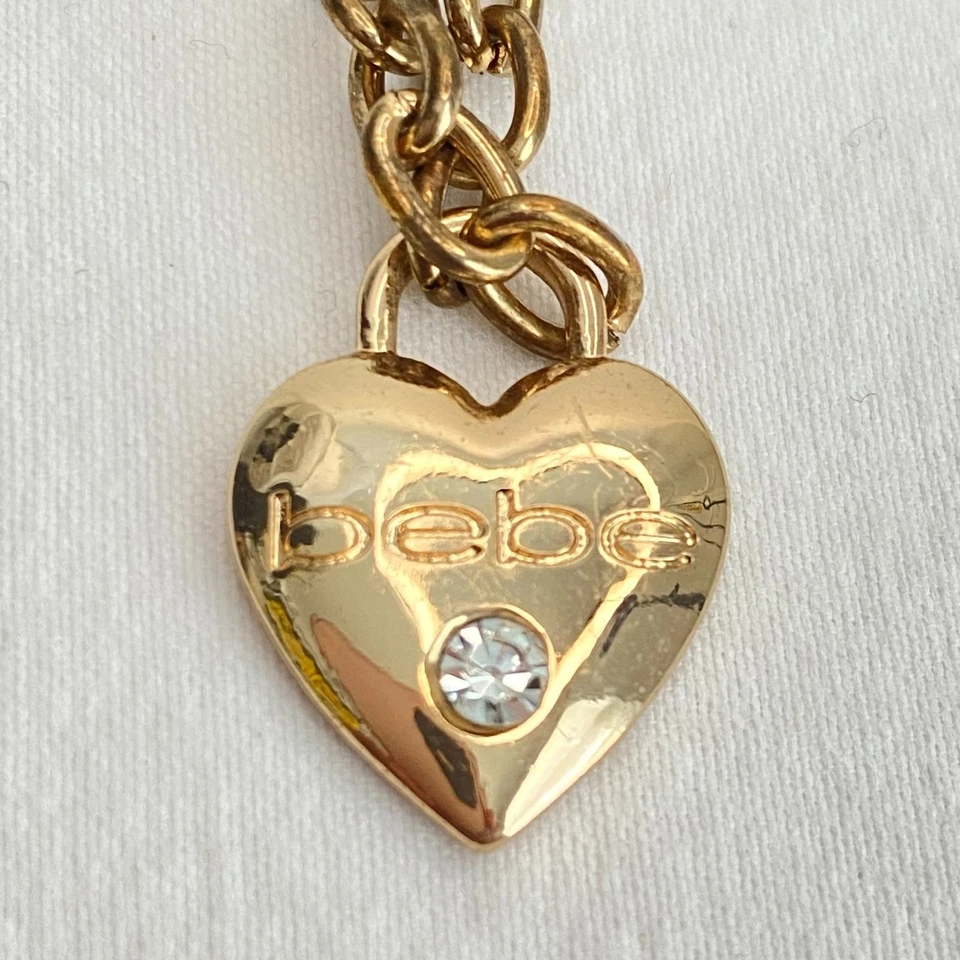 Collar Gargantilla Bebe Grueso Doble Hilo Cadenas Con Corazón y Bloqueo Colgantes Foto 4 de 4