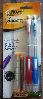 BIC Velocity Side Clic Mechanical Pencils & Refills 0.7 mm Med #2HB Comfort Grip