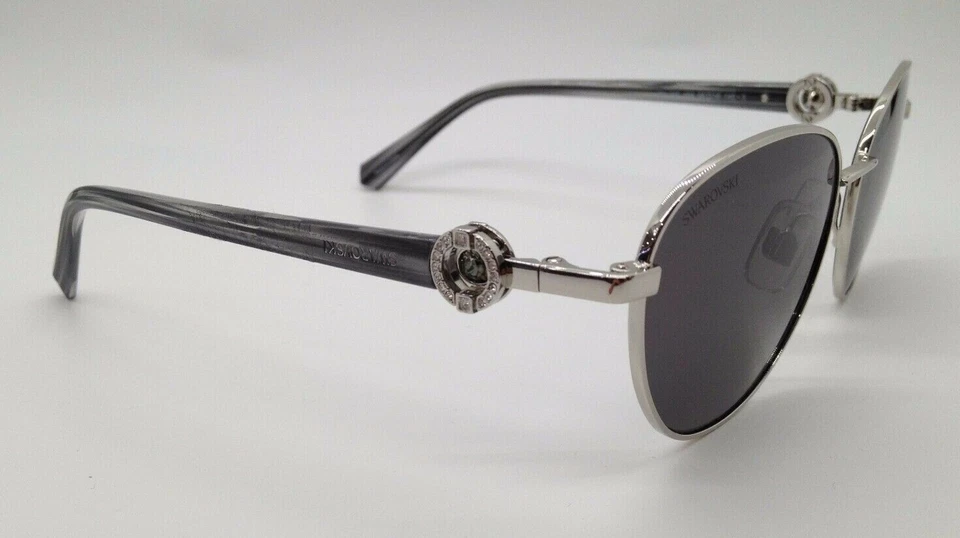 Очки солнцезащитные Swarovski SK 205 серебристые 16A металлическая оправа 57-17-140 кошачий глаз SW205 0205 - Изображение 3 из 4