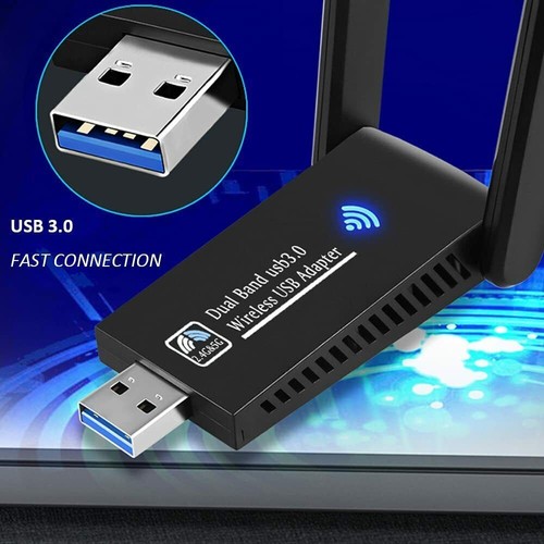 1800Mbps Double Bande USB 3.0 Clé Adaptateur WLAN Bluetooth WiFi 5GHz Antenne PC - Photo 3/26
