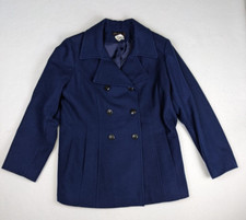 Jason Kole Women's Coat Size Xl Blue Double-breasted Peacoat Wool Blend