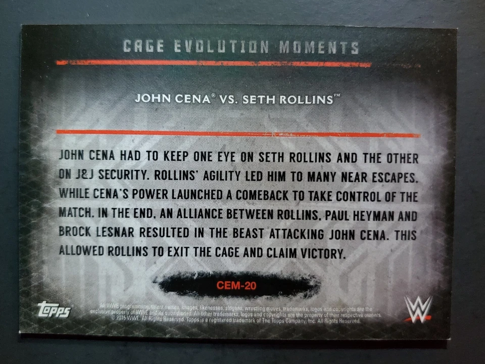 2015 Topps WWE Undisputed Cage Evolution Moments #CEM-20 JOHN CENA / SETH - Image 2 of 2
